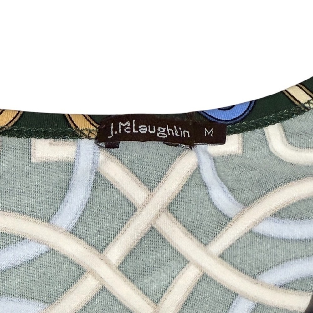 J. McLaughlin Catalina Cloth Equestrian Chain Print Stretch Top Green Blue Sz M - Picture 4 of 8